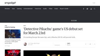 
                            13. 'Detective Pikachu' game's US debut set for March 23rd - Engadget