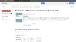 
                            10. Determinanten der Akzeptanz von electronic Human Resources (eHR)