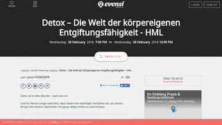 
                            6. Detox – Die Welt der körpereigenen ... - Leipzig - 28/02/18 - Evensi