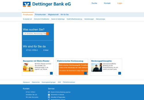 
                            1. Dettinger Bank eG: Privatkunden