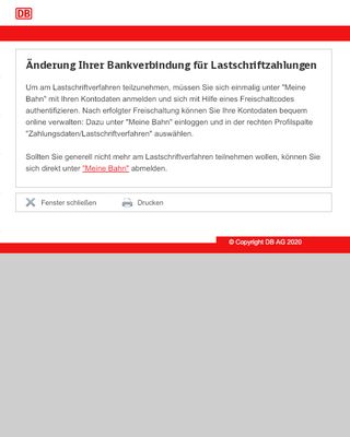 
                            1. Deutsche Bahn: Änderung Ihrer Bankverbindung