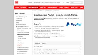 
                            11. Deutsche Bahn: Sicher und bequem bezahlen mit Paypal