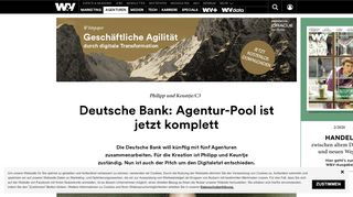 
                            13. Deutsche Bank: Agentur-Pool ist jetzt komplett | W&V