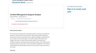 
                            13. Deutsche Bank hiring Incident Management Support Analyst in ...