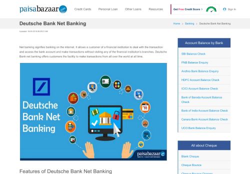 
                            9. Deutsche Bank Net Banking - Paisabazaar.com