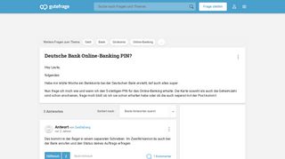 
                            9. Deutsche Bank Online-Banking PIN? (Geld, Girokonto, bankkarte ...