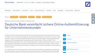 
                            6. Deutsche Bank vereinfacht sichere Online-Authentifizierung für ...