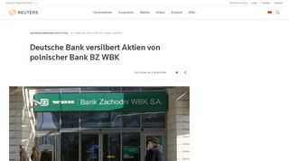 
                            10. Deutsche Bank versilbert Aktien von polnischer Bank BZ WBK | Reuters