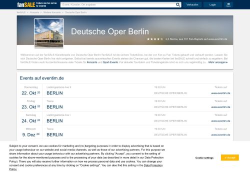 
                            13. Deutsche Oper Berlin bei fanSALE - Tickets kaufen und verkaufen