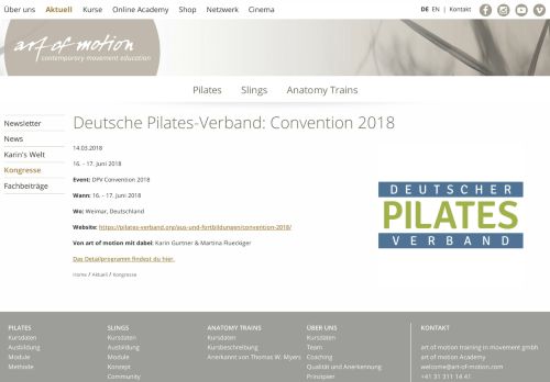 
                            8. Deutsche Pilates-Verband: Convention 2018 - art of motion