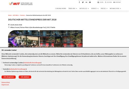 
                            4. Deutscher Mittelstandspreis der MIT 2018 | Mittelstands- und ...