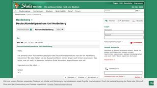 
                            11. Deutschlandstipendium Uni Heidelberg - Forum - Studis Online