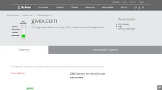 
                            11. dev-dataconnect.givex.com - Domain - McAfee Labs Threat Center