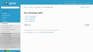 
                            5. Developer APIs — Cyrus IMAP 3.1.6 (dev) documentation