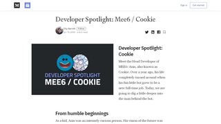 
                            12. Developer Spotlight: Mee6 / Cookie – Discord Bots – Medium