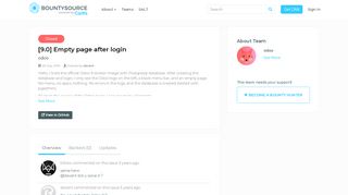 
                            4. Developers - [9.0] Empty page after login - - Bountysource