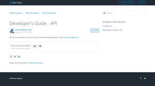 
                            7. Developer's Guide - API – Bittrex Support