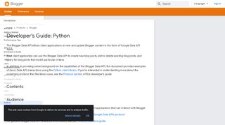 
                            13. Developer's Guide: Python | Blogger | Google Developers