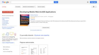 
                            11. Developing Mobile Web ArcGIS Applications - Resultado da Pesquisa de livros Google