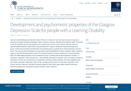 
                            8. Development and psychometric properties of the Glasgow Depression ...