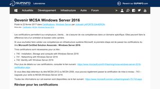 
                            9. Devenir MCSA Windows Server 2016 - Laboratoire Microsoft - Supinfo