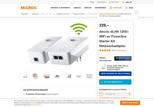 
                            11. devolo dLAN 1200+ WiFi ac Powerline Starter Kit Starter Kit | Migros