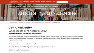 
                            7. DeVry University | Articulation | Associate in Arts (A.A.) Degree ...