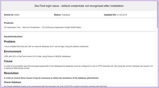 
                            13. DevTest login issue - default credentials not reco - CA Knowledge