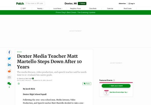 
                            13. Dexter Media Teacher Matt Martello Steps Down After 10 Years - Patch