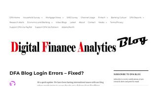 
                            3. DFA Blog Login Errors – Fixed – Digital Finance Analytics (DFA) Blog