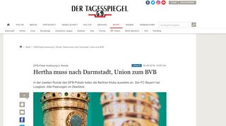 
                            3. DFB-Pokal Auslosung 2. Runde: Hertha muss nach Darmstadt ...