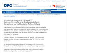 
                            11. DFG - Deutsche Forschungsgemeinschaft - Antragsskizzen für neue ...