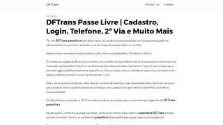 
                            11. DFTrans Passe Livre | Cadastro, Login, Telefone, 2ª Via e Muito Mais