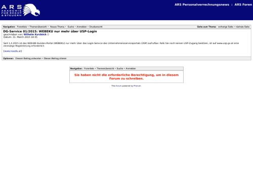 
                            11. DG-Service 01/2015: WEBEKU nur mehr über USP-Login - ARS