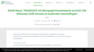 
                            6. DGAP-News: TRADEGATE AG Wertpapierhandelsbank erreicht 100 ...