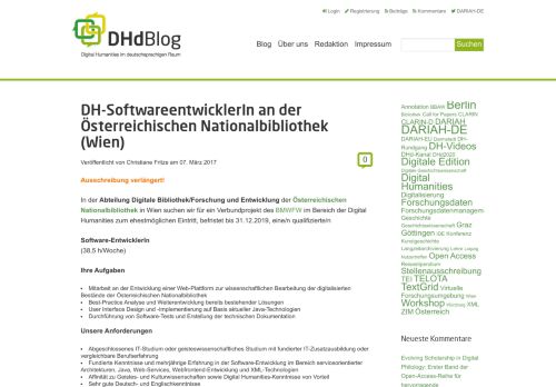 
                            10. DH-SoftwareentwicklerIn an der Österreichischen Nationalbibliothek ...
