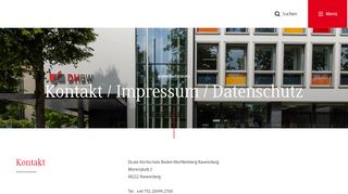 
                            7. DHBW Ravensburg: Kontakt / Impressum / Datenschutz