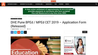 
                            6. DHE Pune BPEd / MPEd CET 2019 – Exam Date (Announced ...