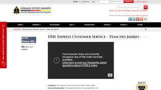 
                            12. DHL Express Customer Service - Team des Jahres | Stevie Awards