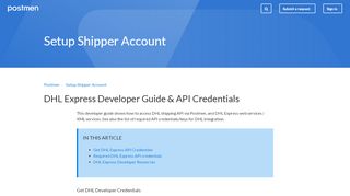 
                            4. DHL Express Developer Guide & API Credentials – Postmen