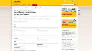 
                            12. DHL Freight GmbH Deutschland Sendungsanfrage Komplettladungen