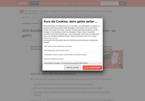 
                            10. DHL-Kundennummer beantragen und herausfinden - so geht's - CHIP