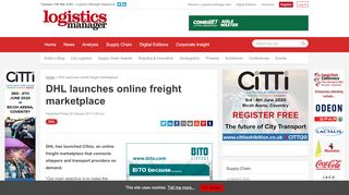 
                            10. DHL launches online freight marketplace - Logistics Manager Magazine