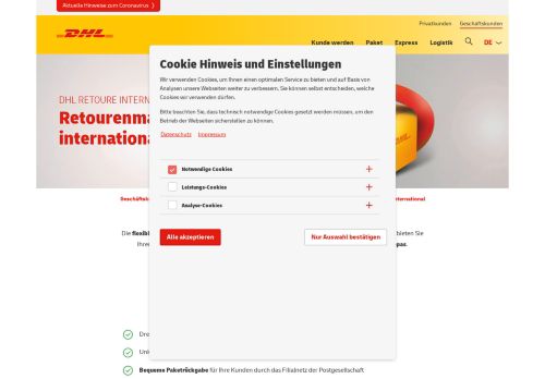 
                            4. DHL Retoure International – Retourenlösung für internationale Kunden