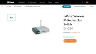 
                            5. DI-524 54Mbit Wireless IP-Router plus Switch | D-Link Deutschland