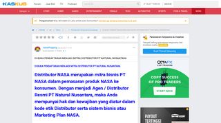 
                            11. DI BUKA PENDAFTARAN MENJADI MITRA DISTRIBUTOR PT NATURAL NUSANTARA ...