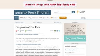 
                            12. Diagnosis of Ear Pain - American Family Physician
