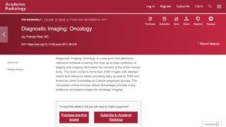 
                            11. Diagnostic Imaging: Oncology - Academic Radiology