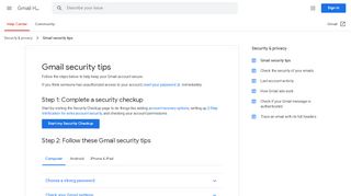 
                            3. Dicas de segurança do Gmail - Computador - Ajuda do Gmail