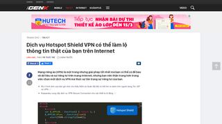 
                            10. Dịch vụ Hotspot Shield VPN có thể làm lộ thông tin thật của bạn trên ...